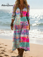 Women's Floral Pattern Art Print Casual Cotton Dress