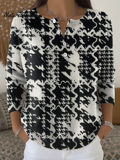 Women's Retro Floral Flowers Pattern Art Print Buttoned Cardigan Sweater