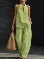 Casual And Cozy Minimalist Linen Two-piece Set