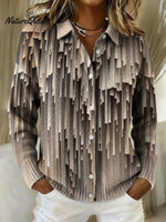 Sparkling Vertical Stripe Decorative Pattern Casual Shirt Collar Long Sleeve Sweater