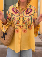Casual And Comfortable Floral-print Linen And Cotton Shirt