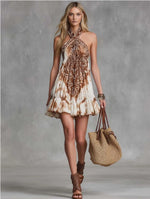 Retro Bohemian Halter Mini Dress