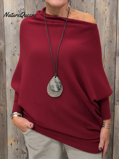 Cozy Irregular Batwing Sleeve Sweater