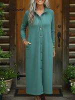 Casual And Cozy Button-up Sweatshirt Dress