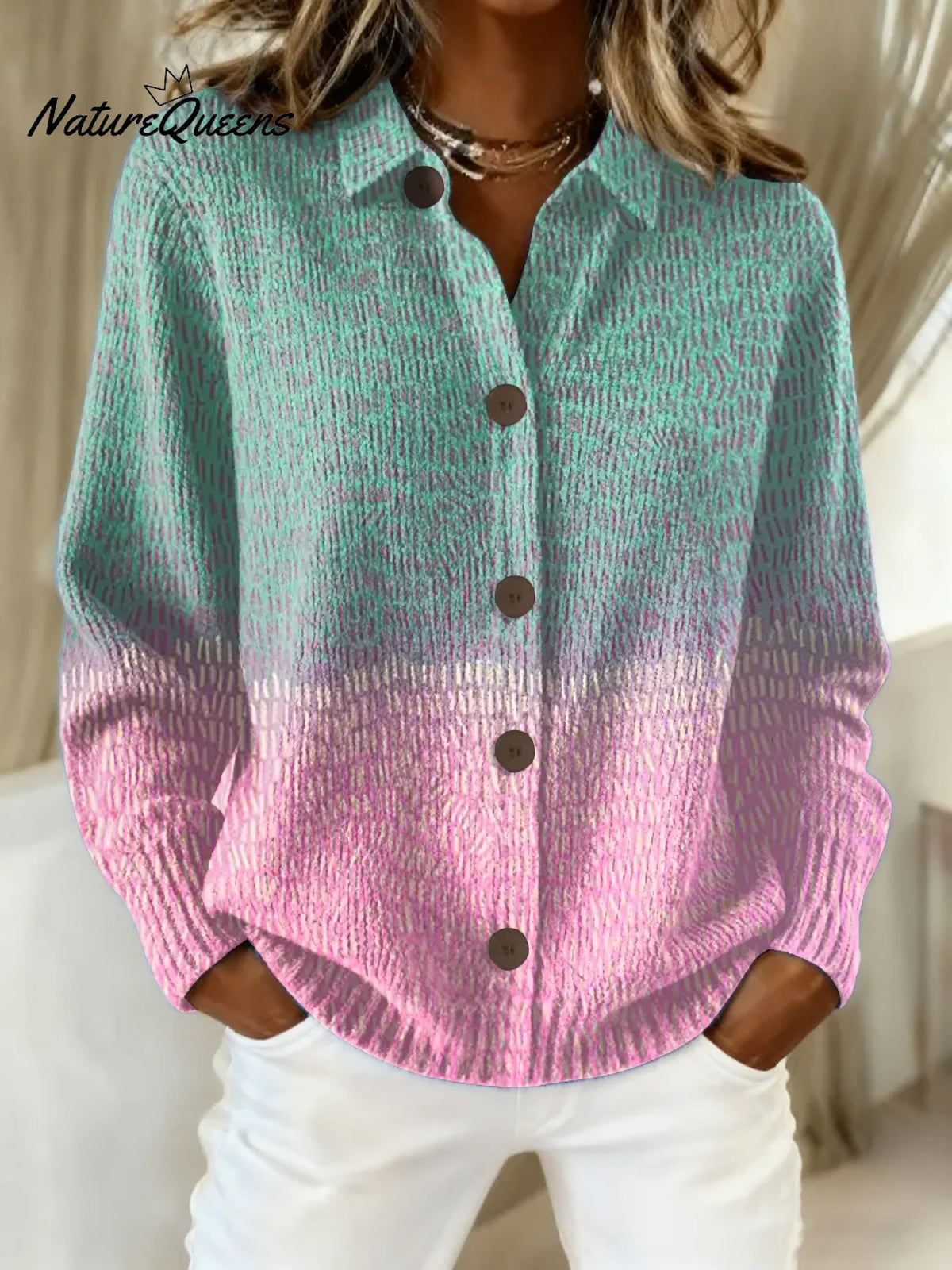 Women's Vintage Abstract Geometry Art Print Casual Sweater