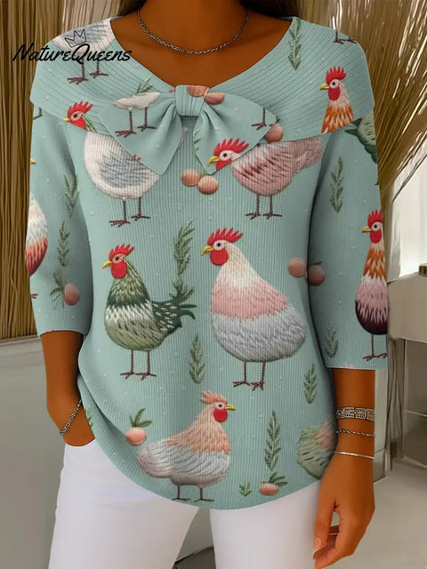 Thanksgiving Fun Chick Art Print Buttoned Cardigan Sweater