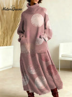 Women's Abstract Pattern Art Print Casual Cotton Knitted Dress