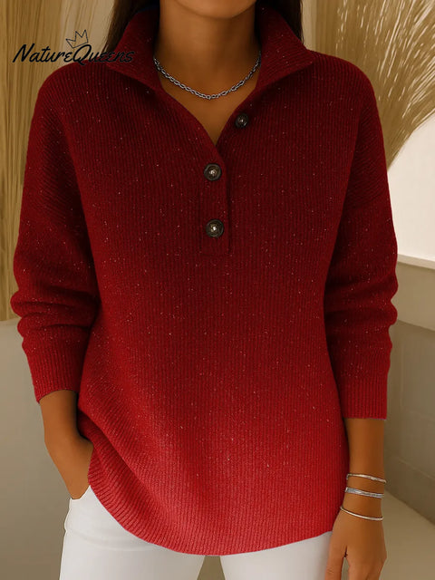 Women's Gradient Print Collared Long Sleeve Casual Loose Sequined Knit Cardigan