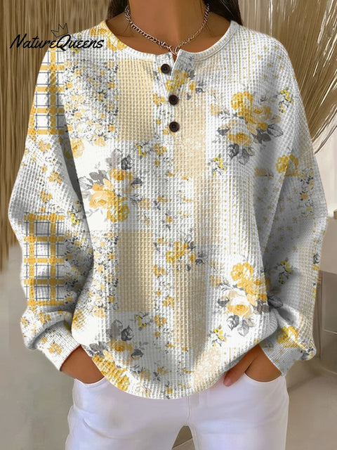 Women's Multicolor Flowers Pattern Art Print Casual Cotton Shirt