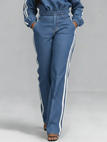 Casual And Cozy White-trimmed Straight-leg Jeans