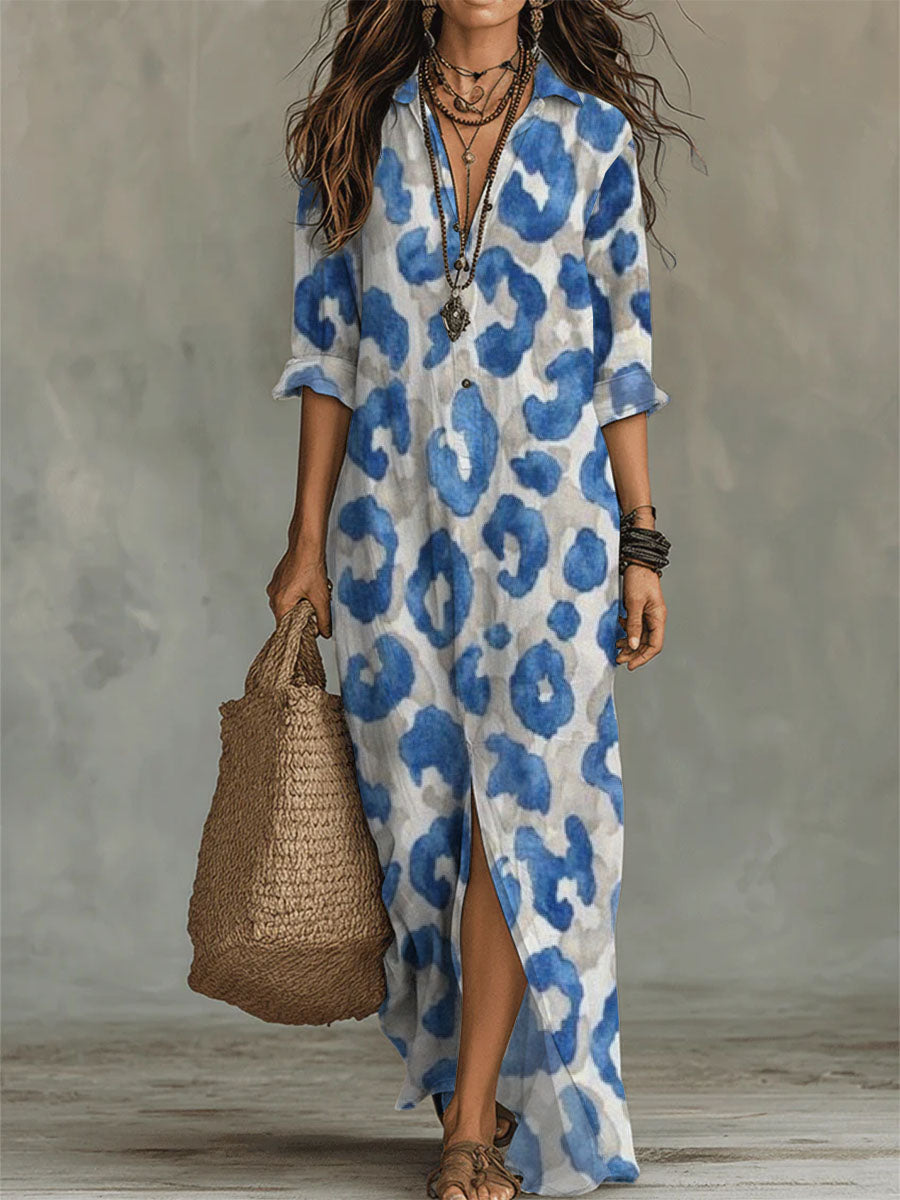 Women's Leopard Pattern-printed Casual Long Dress