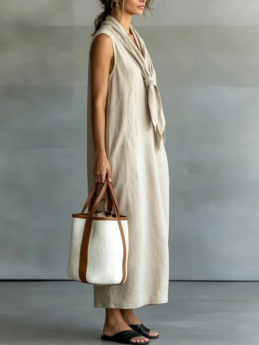 Women's Minimalist Cotton And Linen Sleeveless Dress