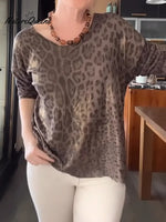 Women's Classic Leopard Print Simple Stretch Cotton Top