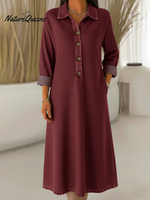 Classic Polo Collar Button-up Denim Dress