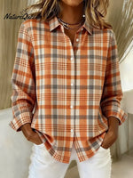 Women's Plaid Pattern Art Print Casual Cotton Shirt