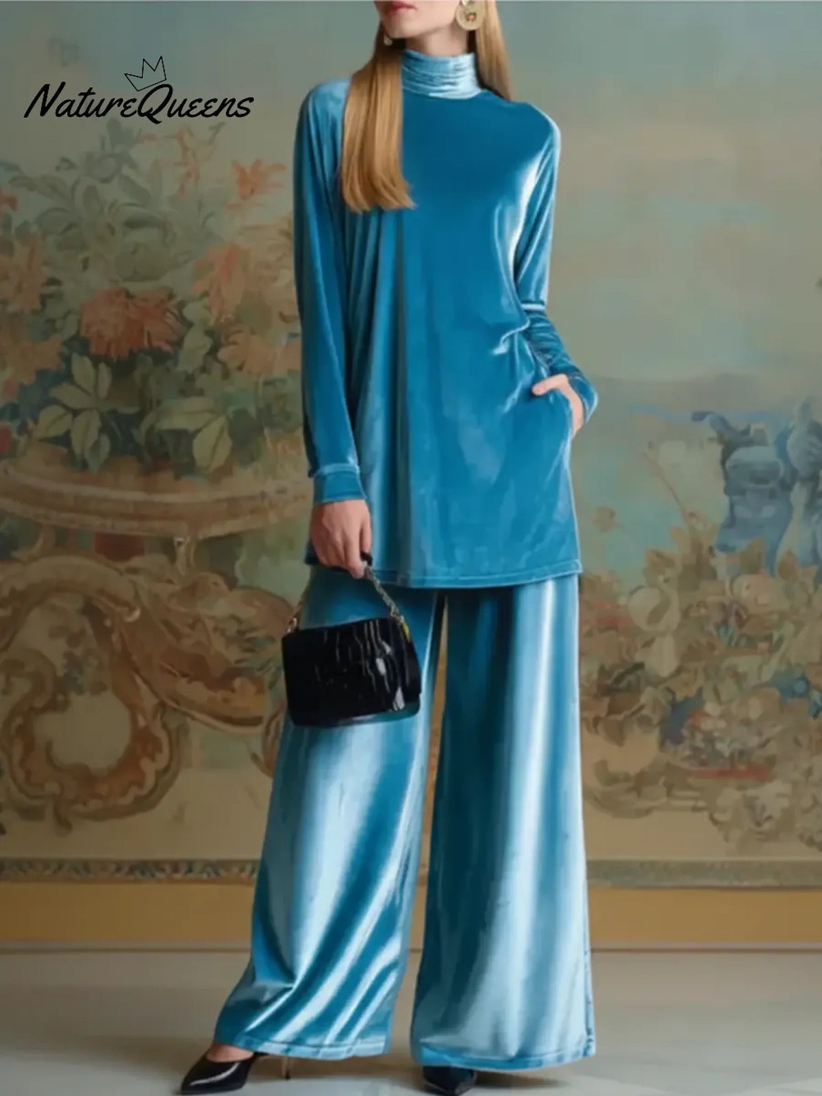 Women's Cozy Velvet Top and Pants Two-Piece Set