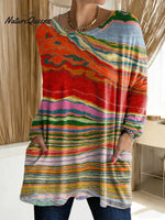 Women's Abstract Pattern Art Print Casual Cotton T-shirt