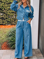 Casual Denim Shirt And Jeans Two-piece Set