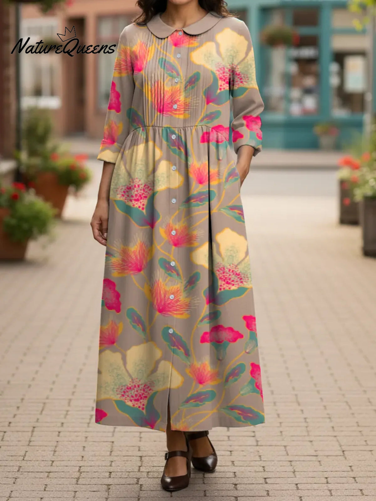 Women's Art Vintage Flowers Cotton And Linen Dress
