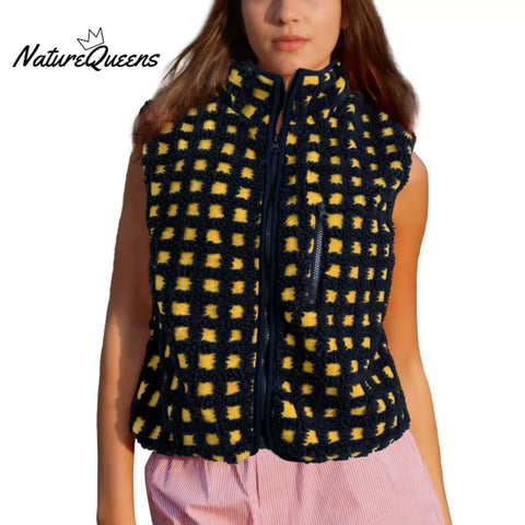 Women's Waffle Fleece Casual Sleeveless Vest