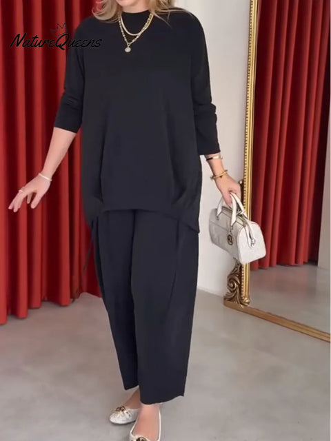 Women's Comfortable Loose-fitting Top And Pants Two-piece Set