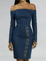 Casual Off-the-shoulder Denim Dress