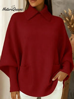 Elegant Women's Collared Pocket Pullover Sweater