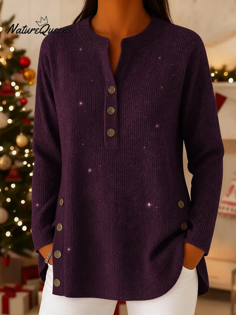 Women's Cardigan Collar Long Sleeve Casual Loose Sequined Knit Top