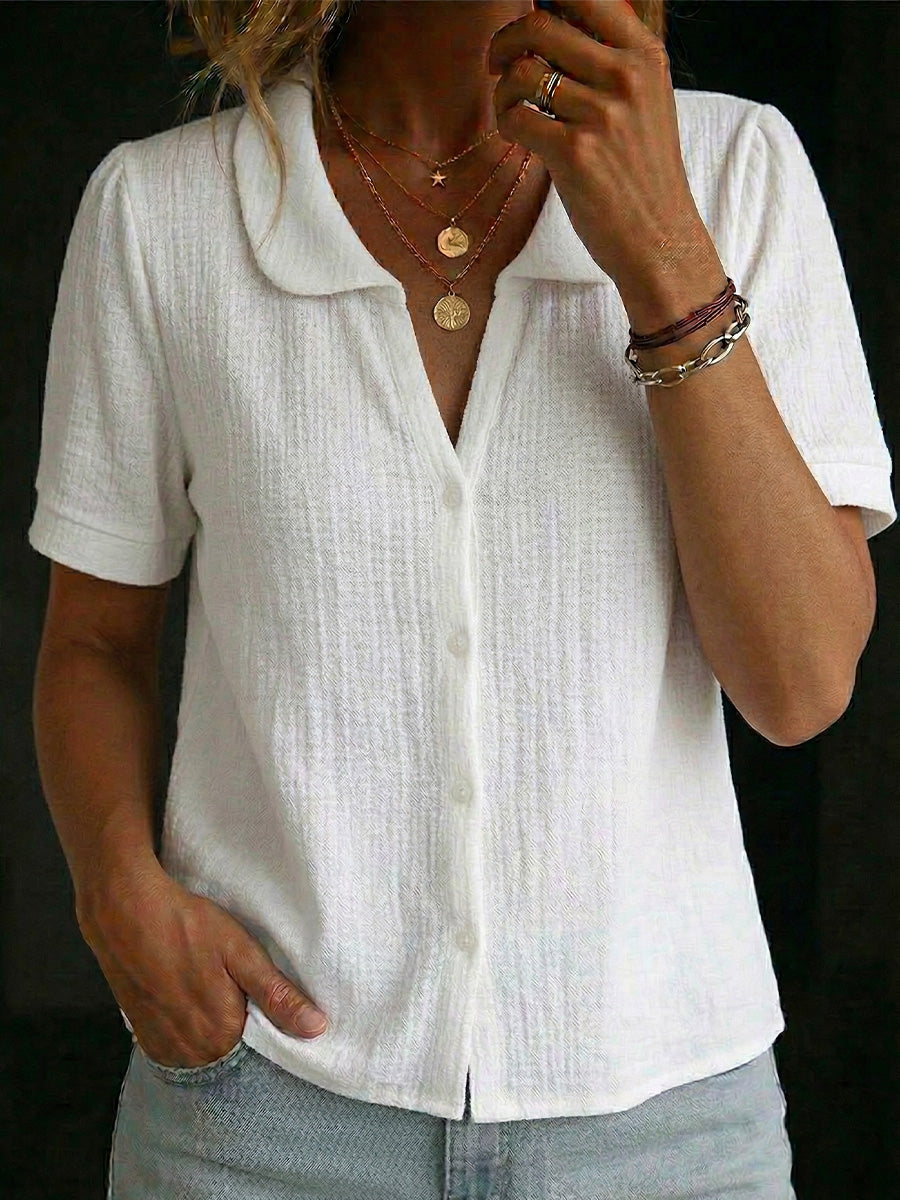 Women's Peter Pan Collar Short-sleeve Cardigan