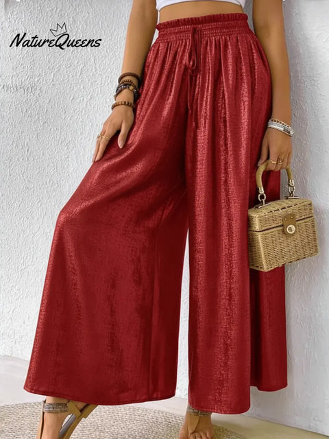 Women's Shiny Satin Wide-leg Pants