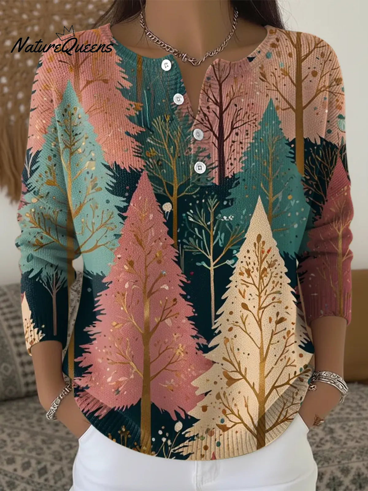 Women's Tree Art Casual Printed Sweater
