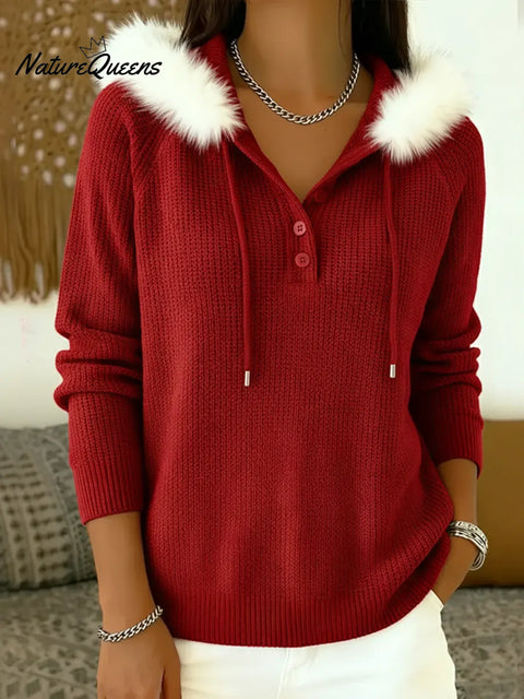 Women's Christmas Solid Color Hooded Pullover Sweater