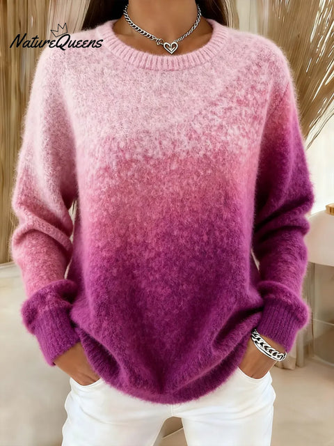 Women's Cozy  Gradient Crew Neck Sweater
