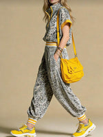 Women's Color-block Leopard Print Tracksuit