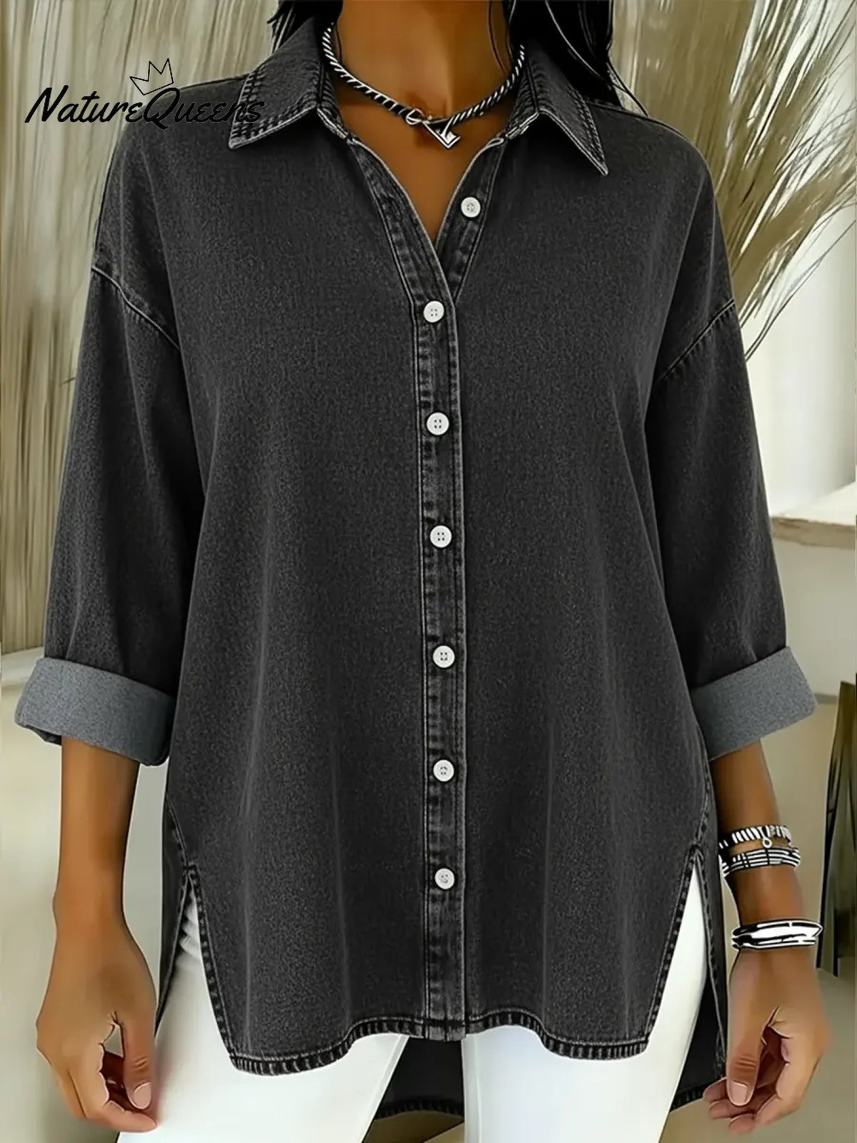 Women's Casual Washed Denim Cotton Top