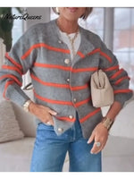 Women's Cozy Striped Cardigan Sweater