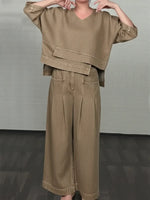 Women's Casual Denim Cotton Top And Pants Two-piece Set