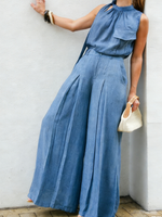 Elegant Halter Top And Wide-leg Pants Two-piece Set