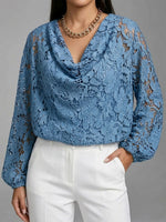 Women's Vintage Lace Swing-collar Long-sleeve Top