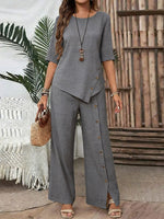 Casual And Cozy Minimalist Linen Two-piece Set