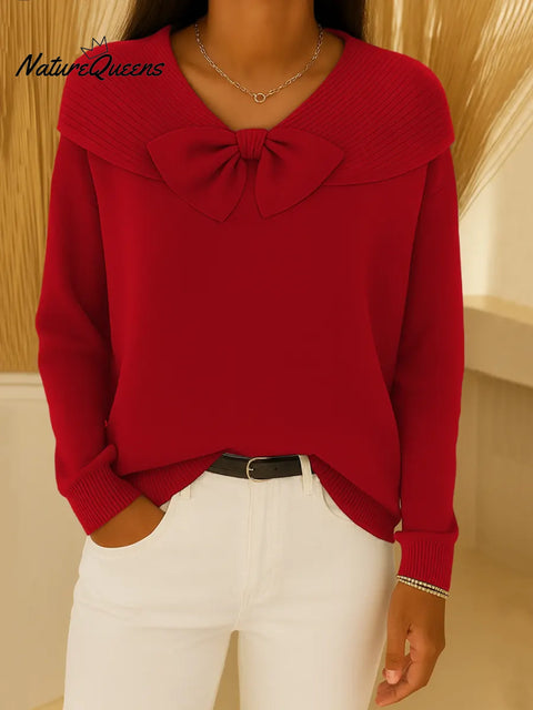 Women's Solid Color Round Neck Long Sleeve Casual Loose Knit Top