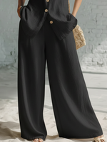 Casual Loose-fitting Cotton Linen Wide-leg Pant
