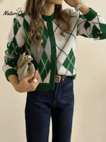 Women's Classic Diamond Pattern Cardigan