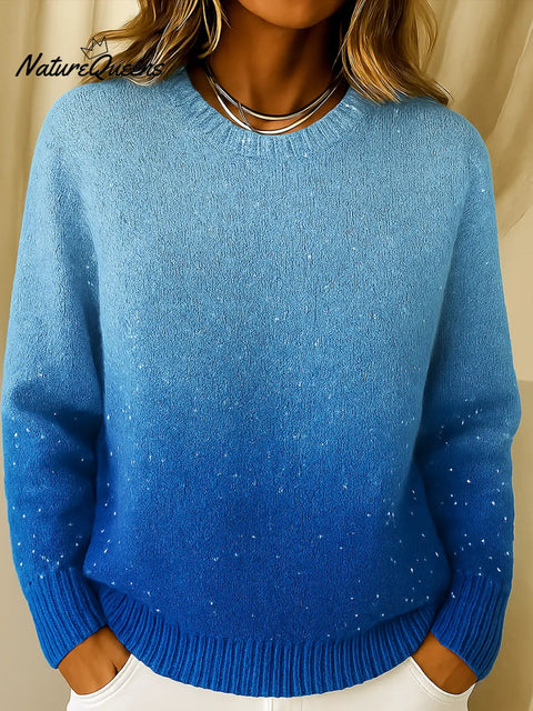 Women's Gradient Print Crew Neck Long Sleeve Casual Loose Sequined Top