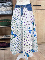 Women's High-waisted Loose-fitting Denim Patchwork Printed Skirt