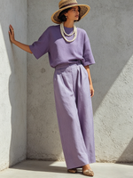 Minimalist & Elegant Solid-color Cotton-linen Two-piece Set