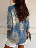 Women's Flower Art Print Casual Shirt
