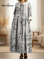 Women's Geometric Pattern Art Print Casual Cotton Dress