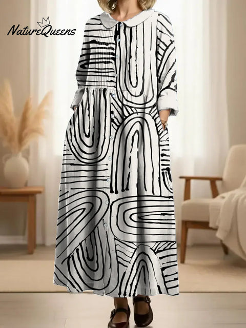 Women's Geometric Pattern Art Print Casual Cotton Dress