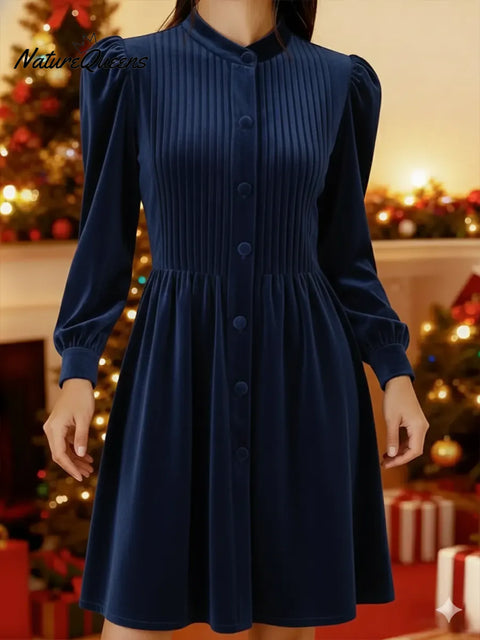 Women's Christmas Velvet Pleated Dress